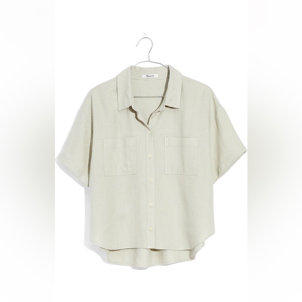 BNWT Madewell Breezewoven Beachside Shirttail Top in Ashen Sage - Picture 2 of 8